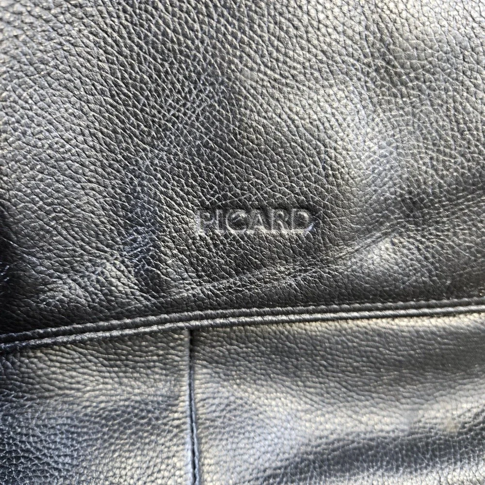 Picard Leder Mens Black Pebbled Leather Messenger Bag Crossbody Satchel Large